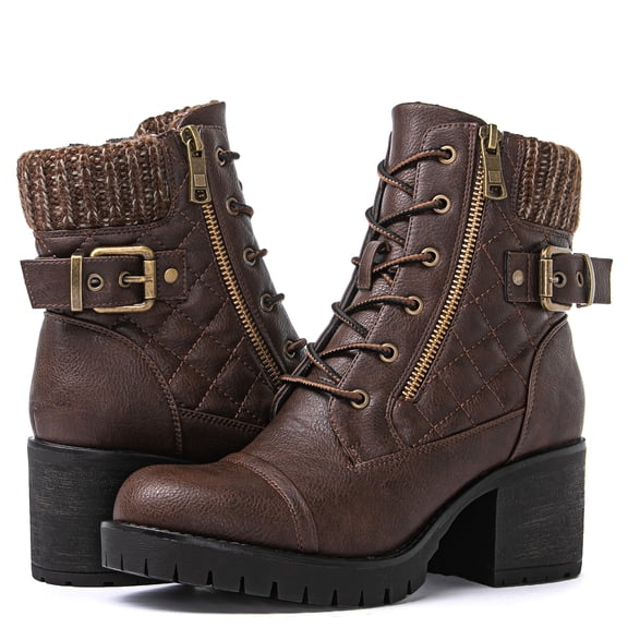 Globalwin Women's Brown Boots For Women Combat Boots 8.5M