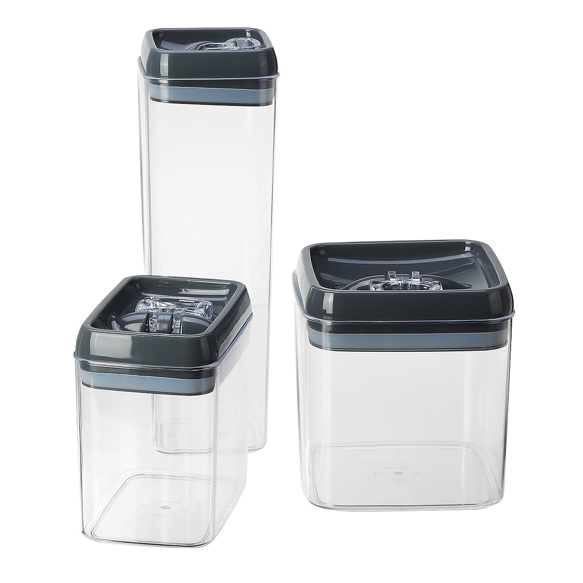 Set of 3 Large Storage Boxes with Lids Clear Transparent 3 Colours 