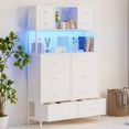 thumbnail image 5 of 12 Drawers Dresser for Bedroom  Fabric Dresser with LED Lights & Power Outlet, Open Shelves, Wood Top & Metal Frame for Bedroom, Hallway or Living Room, 5 of 8