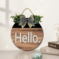 thumbnail image 2 of Eveokoki 12" Hello Tomorow Wreath Hanging Welcome Sign Front Door Signs Wooden Farmhouse Rustic Decor with Vivid Greenery Home Decor for Front Door Fall Winter Housewarming Gifts, 2 of 5