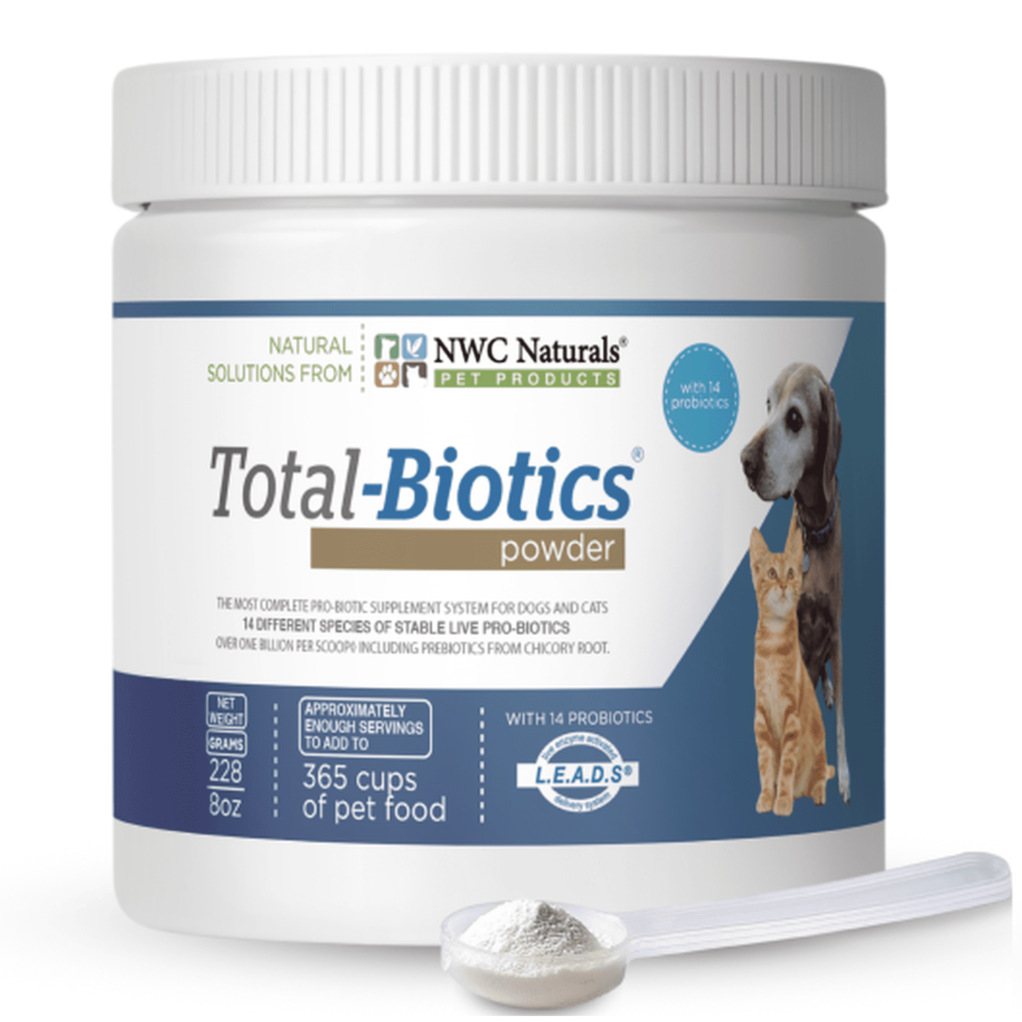 NWC Naturals Total-Biotics Advanced Probiotic Powder for Dogs and Cats with Pre - Biotics Dog and Cat Probiotics Immune and Digestive Support 8-ounce Jar