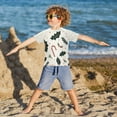 thumbnail image 3 of FORMRS Boys Rash Guard with Short Sleeves UPF 50+ Swim Shirts Sizes 3-12T, White Christmas Holly, 3 of 6