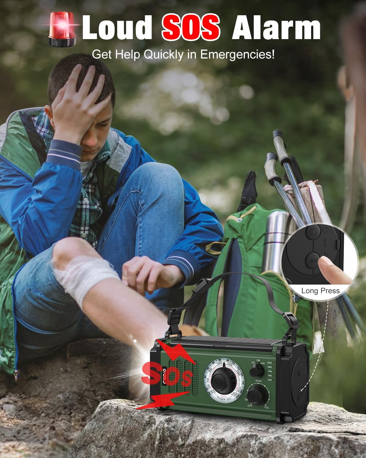 10000mah/37000mwh Emergency Radio  Solar Hand Crank Noaa Am Fm Weather 4 Charging Methods Polymer Flashlight & Reading Lamp Sos Alarm Phone For
