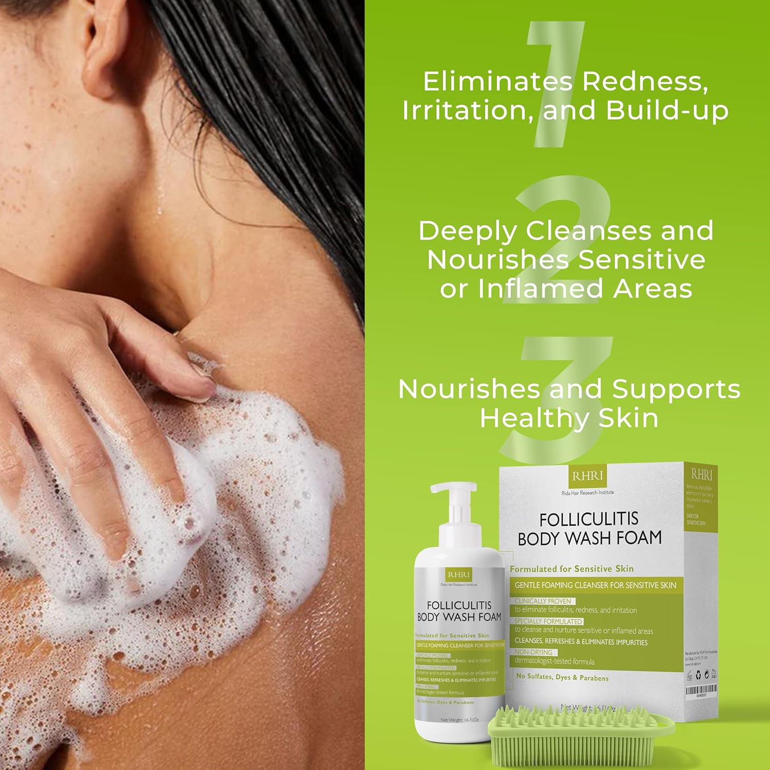 Folliculitis Body Wash Foam | Sensitive Skin Body Wash for Redness & Irritation