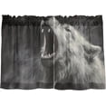 thumbnail image 2 of Coolnut Grey Roaring Wolf Half Window Tier Curtains 24 Inch Blackout Thermal Insulating Kitchen Linen Tier Curtains for Kitchen, Bathroom, Cafe Home Decor, 2 of 7