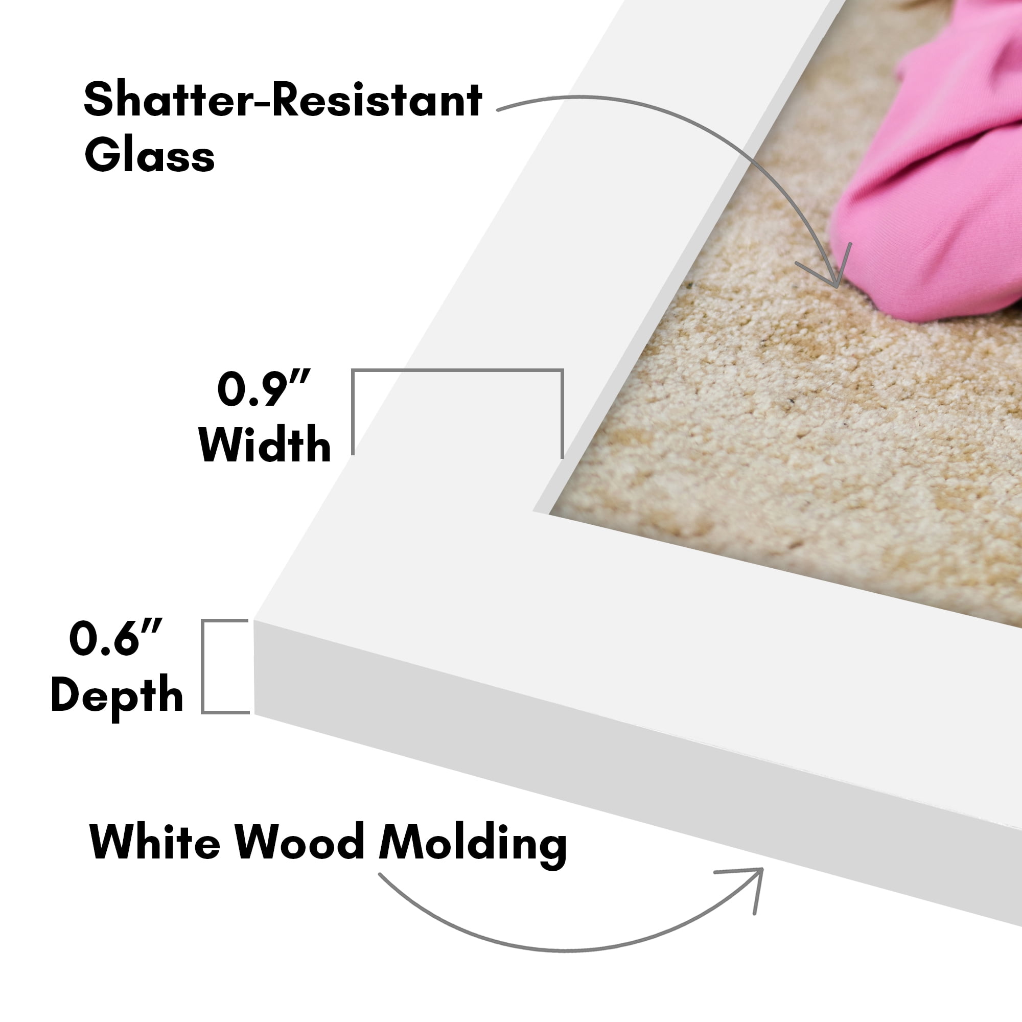Americanflat 8x12 Picture Frame with Shatter-Resistant Glass Signature Collection Gallery Style Frames - White