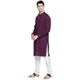 thumbnail image 2 of Indian Chikankari Sequined Cotton Men's Kurta Pajama Party Wear (Purple, XS), 2 of 7