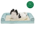 thumbnail image 4 of FurHaven Pet Products Plush Fur & Diamond Print Nest-Top Orthopedic Sofa-Style Pet Bed for Dogs & Cats - Aqua, Medium, 4 of 14