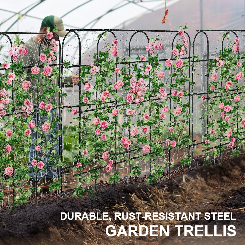 golytefs Garden Cucumber Trellis Large Metal Trellis Detachable Climbing Arch Plants Support Outdoor U-frame Trellis for Vegetable Beans Fruit Grow Trellises