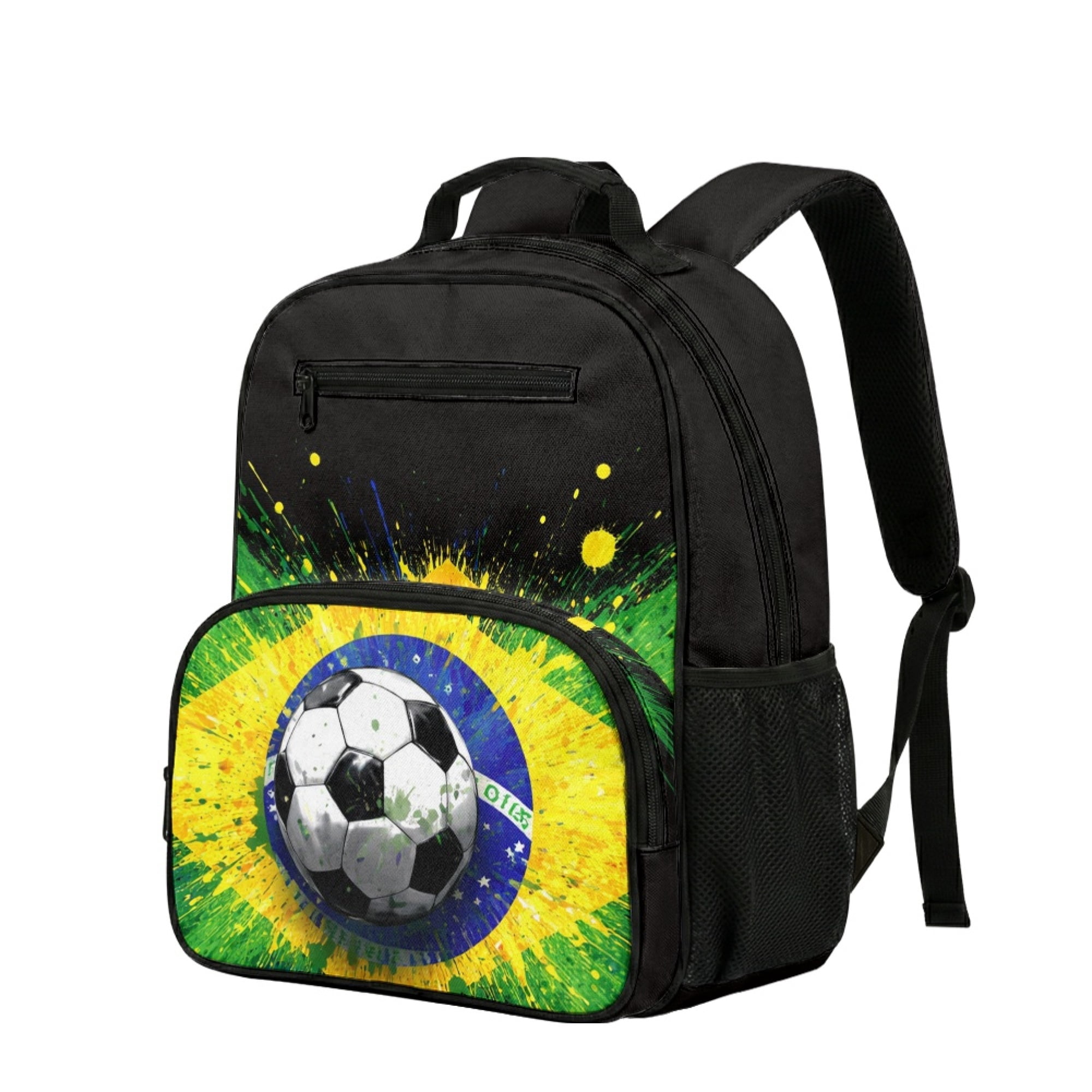 Chririnla Brazil Soccer Flag Pattern Toddler Backpack 13.5 Inches Adjustable Padded Straps Polyester Fabric Kid Universal Daily Backpack for Kindergarten Hiking