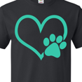 thumbnail image 4 of Inktastic Teal Heart with Paw Print T-Shirt, 4 of 5