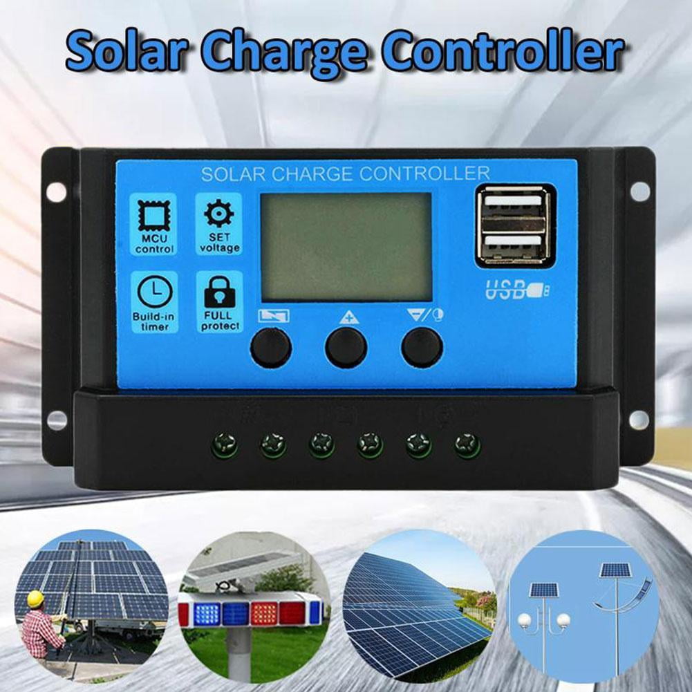 Solar Panel 10/20/30A Battery Charge Controller LCD RegulatorS 12V/24V Dual new. I8D3