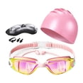 thumbnail image 1 of Juego de 5 piezas de gafas y gorro de natación para hombres, mujeres y adultos. Gafas de natación para piscina. Rosa, 1 of 8