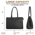 thumbnail image 4 of Cshidworld 15.6 Inch Leather Laptop Tote Bag for Women, Waterproof Computer Briefcase & Work Bag for Office, Business, College, Travel, Leather Messenger Bag, Black, 4 of 7