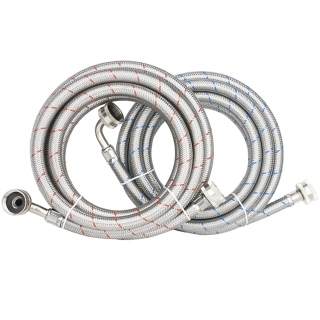 Mangueras para lavadora WHK, paquete de 2, 3 m, acero inoxidable, codo