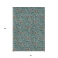 thumbnail image 3 of 3' X 5' Teal Blue Brown And Taupe Floral Washable Indoor Outdoor Area Rug, 3 of 5
