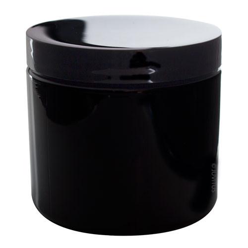 Plastic Jar in Black with Black Foam Lined Lid 16 oz / 480 ml