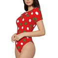thumbnail image 2 of Gaeub White And Green Polka Dot Women'S Short Sleeve One Piece Swimsuit Sexy High-Waisted Bodysuit For Swimming, Beach, Sports - Small, 2 of 9