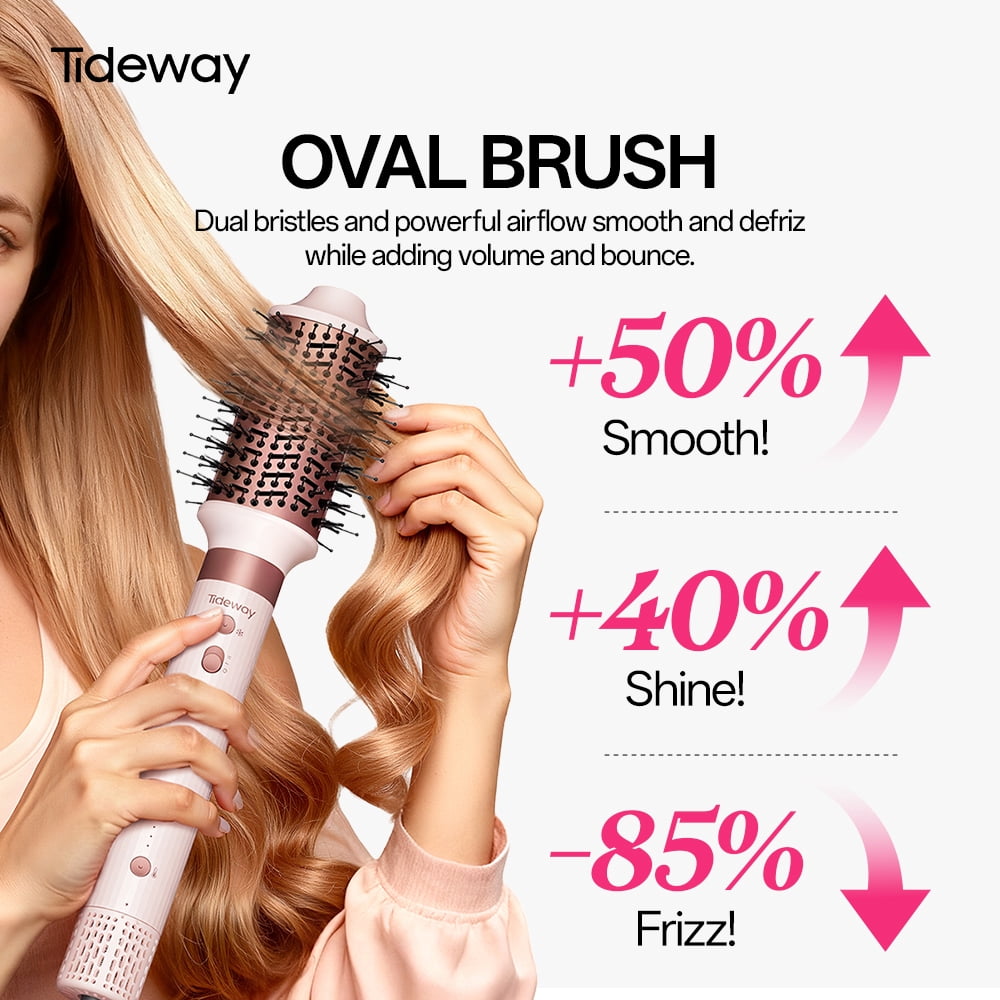 Tideway Prowaver 6-in-1 Hot Air Styler Wrap, Ionic Dual Voltage Hair Dryer & Blow Dryer Brush