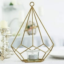 Efavormart 2 Pack Gold 9" Metal Pentagon Geometric Tealight Candle Holders Geometric Floral Centerpiece