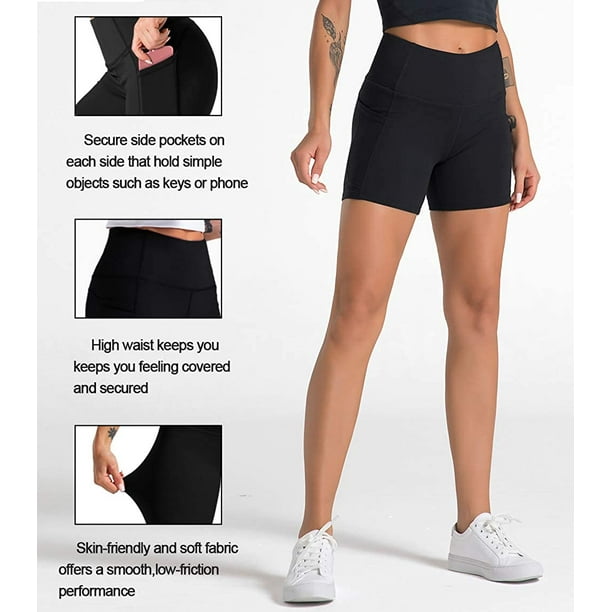 Women's High Waist Yoga Short Side Pocket Workout Tummy Control