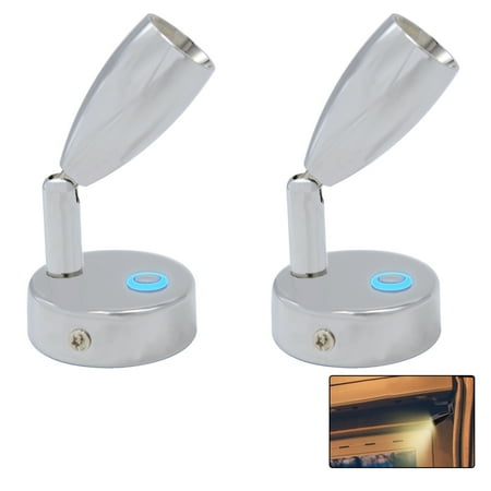 

Facon 2Pack 12V LED RV Lights Rotatable Reading Spotlight LED Bedside Reading Lamp with Touch Switch and Blue Indicator Light for RV Motorhome Camper Trailer Boat