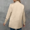 thumbnail image 3 of ATOYSOY Women's Long Sleeve Tees Fall Winter Loose Satin Tops Lapel Button Sweatshirts Outwear Solid Color Jackets Workout Casual Business Shirts Fashion Retro Beige S, 3 of 6