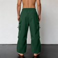 thumbnail image 4 of Men's Baggy Cargo Pants Loose Fit Drawstring Parachute Pants Mens Summer Pants Dark Green S, 4 of 6
