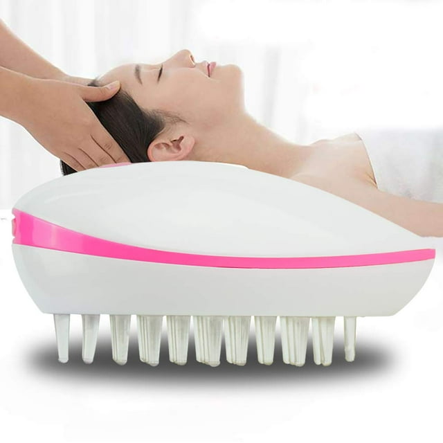 Mini cabeza de masajeador de cuero cabelludo eléctrico de mano, peine vibrador antiestático, cepillo, champú, masaje rosa Adepaton FLD-1855