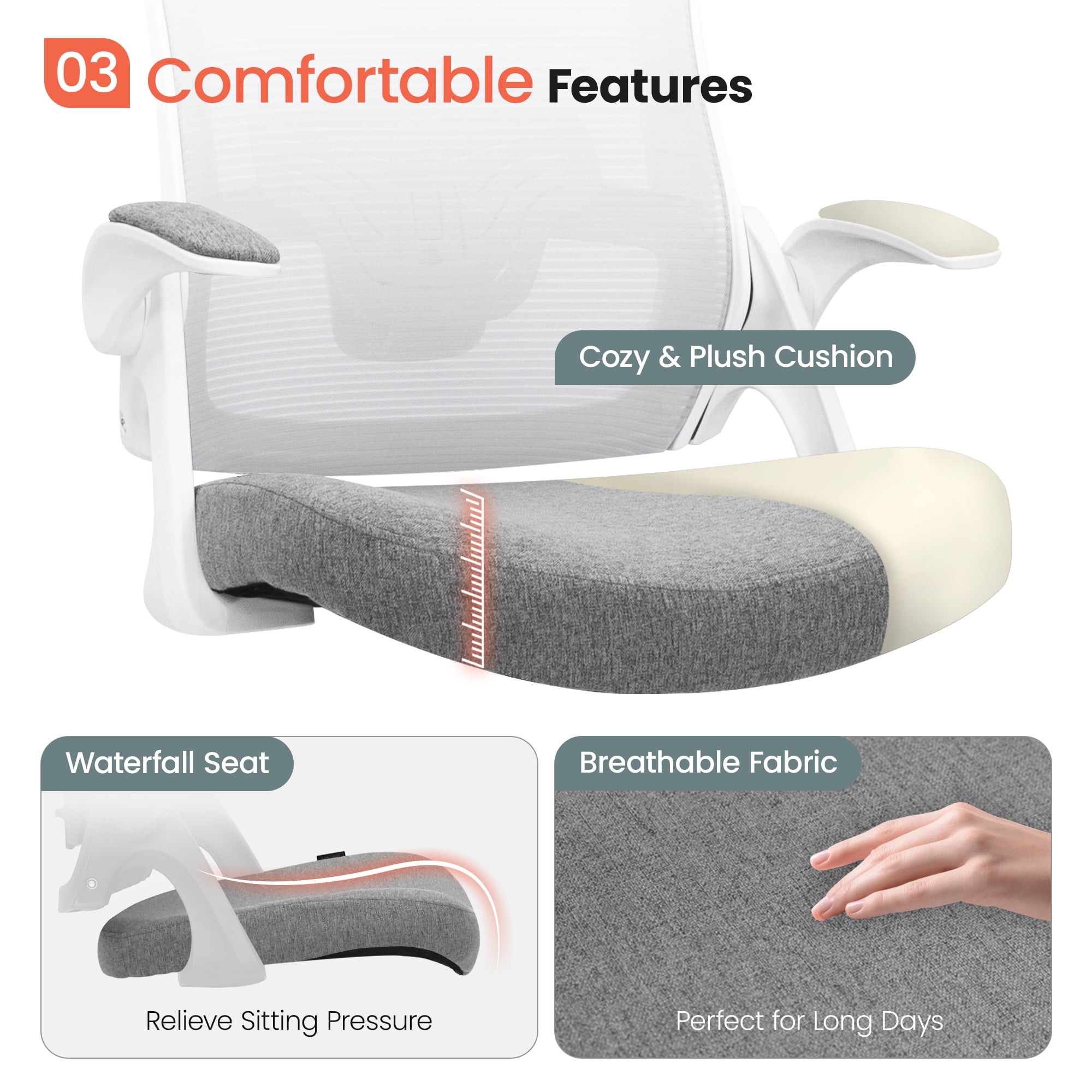 Task Chair Waterfall Seat Cushion Neo Chair Ergonomic Mesh Office