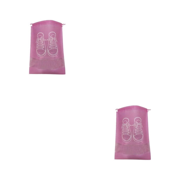 Cateissary Bolsa de zapatos con cuerda Bolsa vacía Tela no tejida suelta Almacenamiento de bolsillo Bolsa de mano portátil Bolsas con cordón Rosa 2piezas