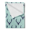 thumbnail image 2 of Deer Soft Flannel Fleece Blanket, Jungle Creature Heads with Antlers Abstract Animal Motifs Hipster Wildlife, Cozy Plush for Indoor and Outdoor Use, 70" x 90", Pale Seafoam Navy Blue, by Ambesonne, 2 of 5