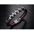 thumbnail image 3 of KATGI Fashion Genuine PU Leather and Stainless Steel Men Bracelet, 3 of 5