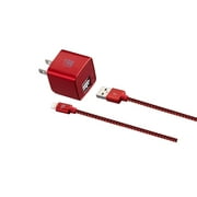 LAX 2.4A Wall Charger with 6ft Apple Certified Lightning Cable for iPhone and iPad - Red