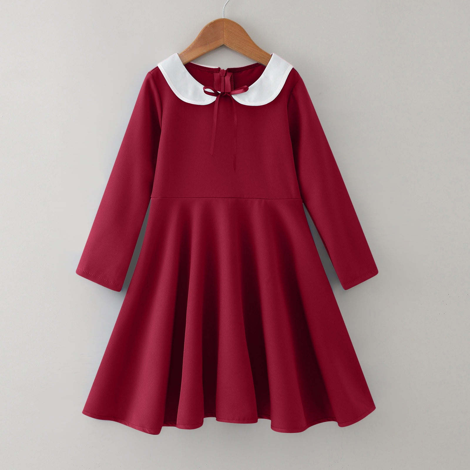 Girls red dress with white collar deals