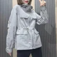 thumbnail image 3 of -Chaqueta cortavientos Vintage para mujer, abrigo estético de gran tamaño con cremallera, protector solar, moda coreana, Verano, 3 of 5
