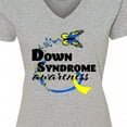 thumbnail image 4 of Inktastic Down Syndrome Awareness with Butterfly and Ribbon Women's V-Neck T-Shirt, 4 of 5