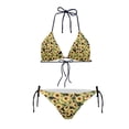 thumbnail image 4 of Suhoaziia Women Bikinis Two Piece Set Breathable Novelty Ladies Swimsuits Size L,Retro Sunflowers V-Neck Bathing Suits with Twist Front Straps for Beach Pool Travel, 4 of 6