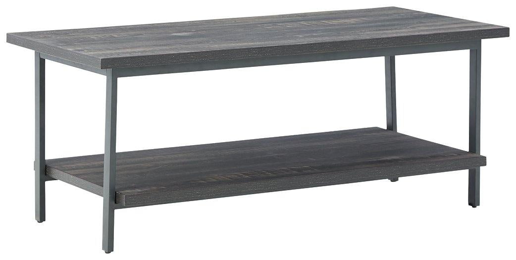 Contemporary Grayish Brown 43" Rectangular Coffee Table with Metal Legs