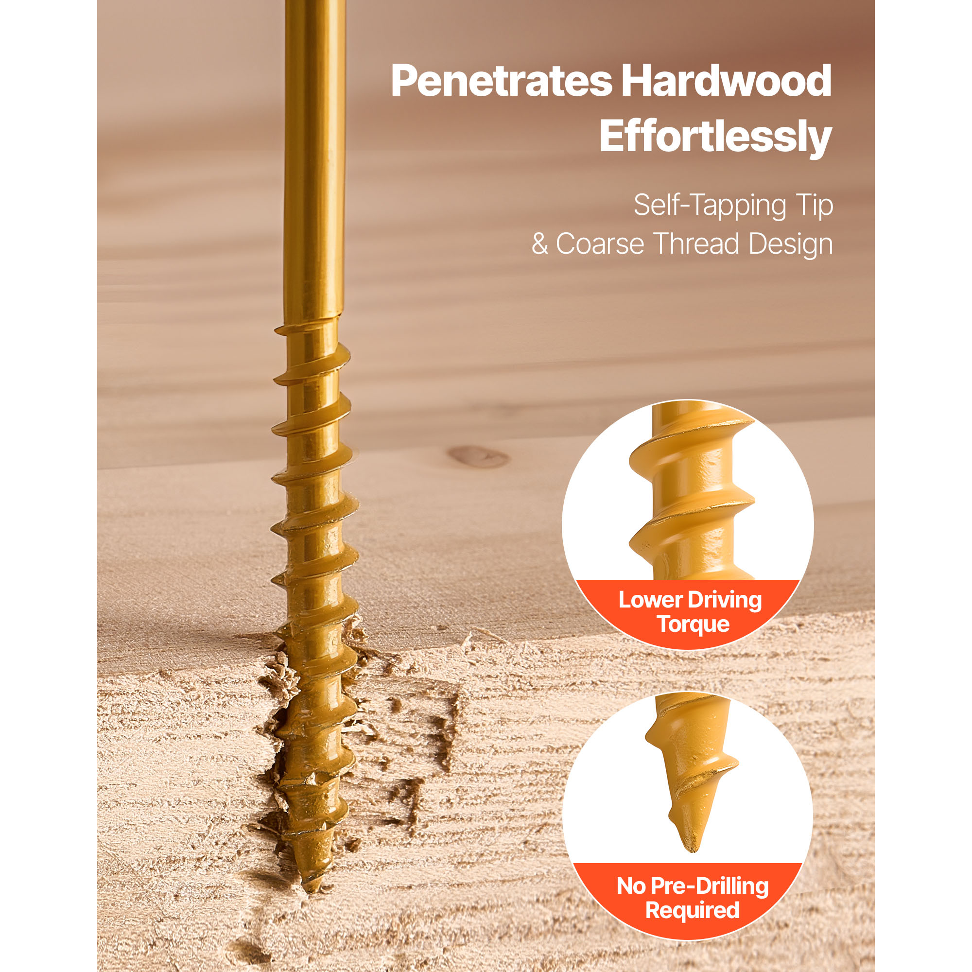KFFKFF 350 PCS Wood Screws, #10 x 3-Inch, Rust-Resistant Coated Deck Screws with Torx/T25 Star Drive, Outdoor Screws with 2 Screw Connectors for Decking, Fencing, and Framing