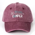 thumbnail image 2 of Bibifish Unisex Men Women Dark Gray Vintage Baseball Cap "I'M A Happy Camper" Arrow Print Cotton Adjustable Strap Casual Camping & Outdoor Cap, 2 of 3