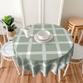 thumbnail image 3 of Sage Green and White Plaid Farm Waterproof Picnic Patio Party Round Table Cloth Cover Decorations Fabric 60 Inch Circular Tablecloth for 20-47 Inch Home Dining Room Kitchen Decor, 3 of 6