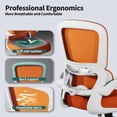 thumbnail image 3 of Silla de oficina ergonómica TRALT de malla ajustable con soporte lumbar, color naranja, 3 of 9