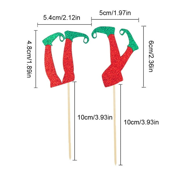 Pack of 20 Christmas Cake Toppers Glitter Cupcake Decoration Glitter ...