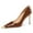 Brown, variant on Women Classic Closed Cap Toe Pumps Slip on Stiletto High Studded Heels Metal Sexy Dress Wedding Daily Wear Shoes Size 8 Red