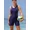 navy blue block, variant on ATTRACO Womens Sports One-piece Swimsuit Wave Line Printing Sports Swimsuit Flat Leg Gradient Swimwear