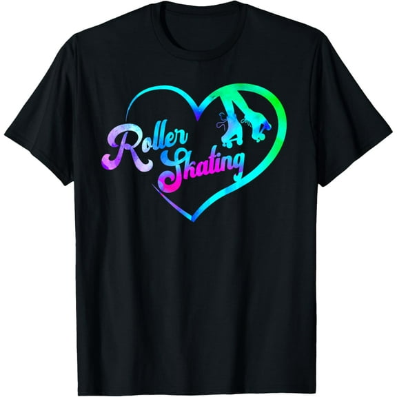 Cool Roller Skating Skate Girl Heart Watercolor T-Shirt