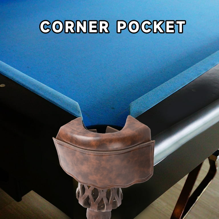 GSE Games Sports Expert Set of 6 Heavy Duty Leather Billiard Pool Table Pockets Billiard Pool Table Accessories for Pool Table Walnut Smooth