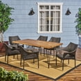 thumbnail image 3 of GDF Studio Botsford Outdoor Wicker and Acacia Wood 7 Piece Dining Set, Teak and Multibrown, 3 of 13