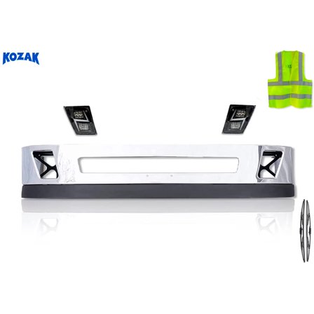 Kozak Semi-Truck  One-Piece 12" Bumper - Steel - with Led Fog Compatible with VNL 2004-2017